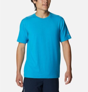 Columbia Endless Trail Running Tech Men's T-Shirt Blue | LRPDCF-285