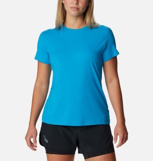 Columbia Endless Trail Running Tech Women's T-Shirt Blue | BRSKFN-196