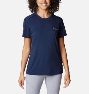 Columbia Endless Trail Running Tech Women's T-Shirt Navy | DNZQKS-238