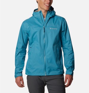 Columbia EvaPOURation Men's Rain Jacket Blue | BXSIPC-052