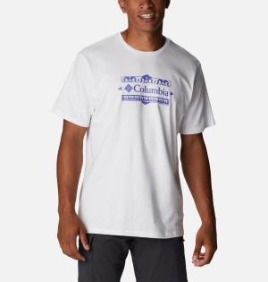 Columbia Explorers Canyon Back Men's T-Shirt White | KNTVQD-847