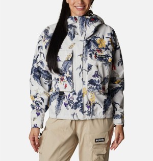 Columbia Field Creek Fraser Cropped Shell Women's Rain Jacket White | WSAZPN-458