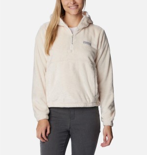 Columbia Fire Side Fleece Hoodie Women's Pullover White | WQCGDB-824