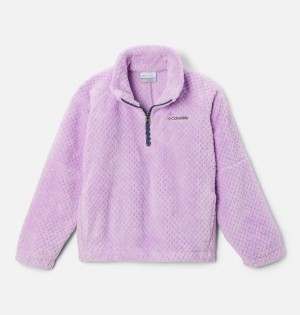 Columbia Fire Side II Half-Zip Sherpa Kids' Fleece Purple | FCTLJY-463
