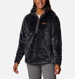 Columbia Fire Side Quarter Zip Sherpa Fleece Women's Pullover Black | QWJTCI-527