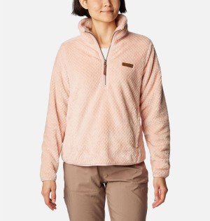 Columbia Fire Side Quarter Zip Sherpa Fleece Women's Pullover Orange | DIVKGJ-986