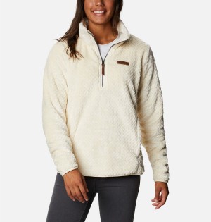 Columbia Fire Side Quarter Zip Sherpa Fleece Women's Pullover White | RPXDNM-435