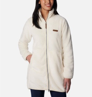 Columbia Fireside Long Full Zip Women's Fleece Jacket White | PTNOWK-654