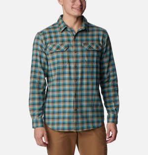 Columbia Flare Gun Stretch Flannel Men's Shirt Green | MHRBKI-692