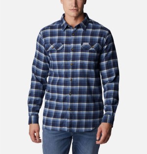 Columbia Flare Gun Stretch Flannel Men's Shirt Navy | QBSKRV-407