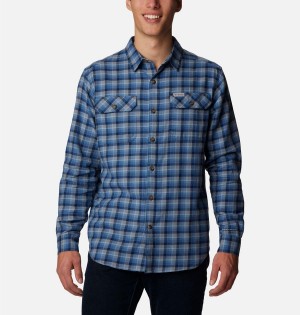 Columbia Flare Gun Stretch Flannel Men's Shirt Blue | YFBMJN-739