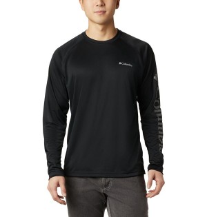 Columbia Fork Stream Long Sleeve Men's T-Shirt Black | CIYLTZ-430