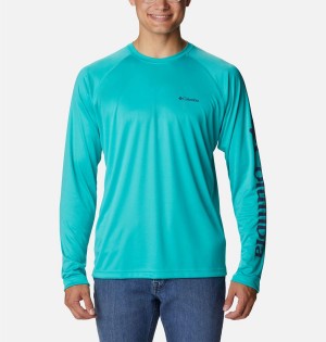 Columbia Fork Stream Long Sleeve Men's T-Shirt Turquoise | VYBSIG-327