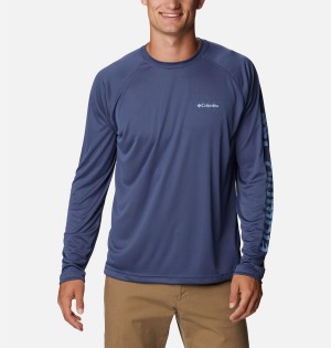 Columbia Fork Stream Long Sleeve Men's T-Shirt Blue | ZDENJA-028