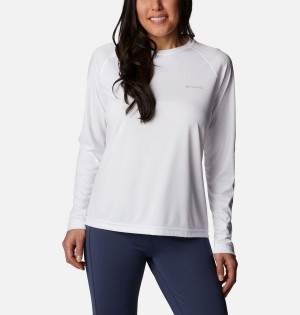 Columbia Fork Stream Long Sleeve Women's T-Shirt White | WMKFXQ-209