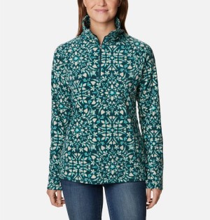 Columbia Glacial IV Print Half Zip Women's Pullover Turquoise | PLJHRK-690