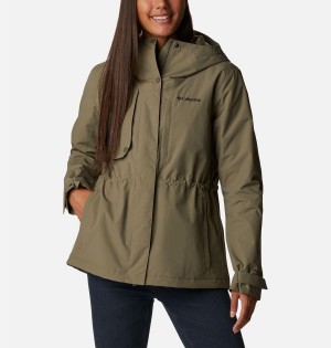 Columbia Hadley Trail Women's Rain Jacket Green | GFDCRT-380