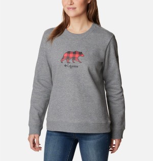 Columbia Hart Mountain II Graphic Crew Women's Pullover Grey | EXUZSN-451