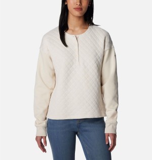 Columbia Hart Mountain Quilted Crew Women's Pullover White | YCWNTV-461