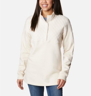 Columbia Hart Mountain Quilted Half Snap Women's Pullover White | REGLWJ-039