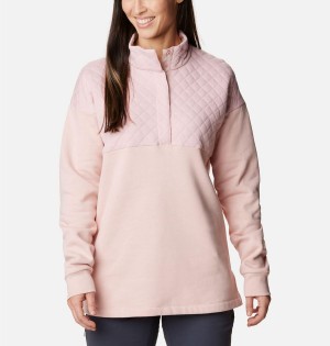 Columbia Hart Mountain Quilted Half Snap Women's Pullover Pink | FRWPAH-604