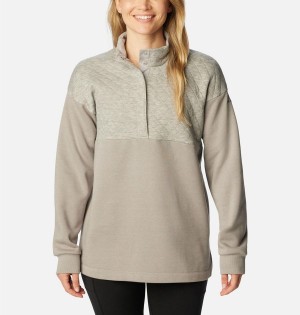 Columbia Hart Mountain Quilted Half Snap Women's Pullover Grey | HMZEYT-256