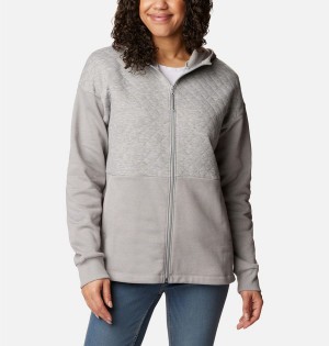 Columbia Hart Mountain Quilted Hooded Full Zip Women's Fleece Jacket Grey | JVOQFA-653