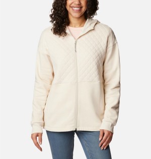 Columbia Hart Mountain Quilted Hooded Full Zip Women's Fleece Jacket White | EDWZOU-974