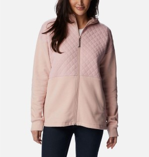 Columbia Hart Mountain Quilted Hooded Full Zip Women's Fleece Jacket Pink | OJBRLY-159