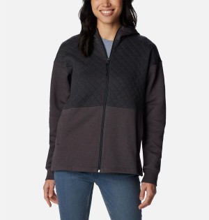 Columbia Hart Mountain Quilted Hooded Full Zip Women's Fleece Jacket Black | PDGFIM-213