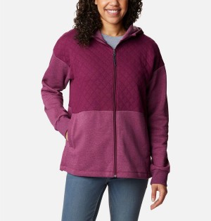 Columbia Hart Mountain Quilted Hooded Full Zip Women's Fleece Jacket Purple | HSJDOV-943