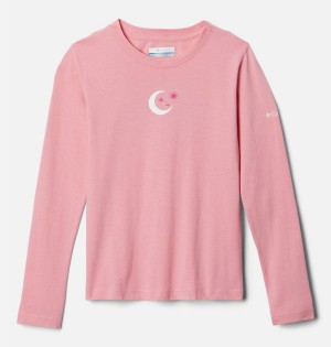 Columbia Hazeldel Hill Long Sleeve Graphic Kids' T-Shirt Pink | JSWXUZ-097