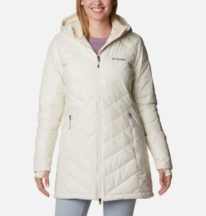 Columbia Heavenly Long Hooded Women's Puffer Jacket White | DUMTSF-468