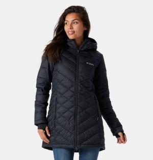 Columbia Heavenly Long Hooded Women's Puffer Jacket Black | CFTJRN-138