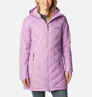 Columbia Heavenly Long Hooded Women's Puffer Jacket Purple | NIWEQX-934