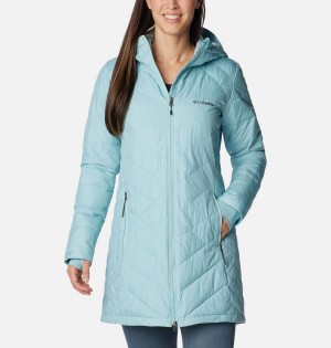 Columbia Heavenly Long Hooded Women's Puffer Jacket Turquoise | OQXKYD-608