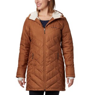 Columbia Heavenly Long Hooded Women's Puffer Jacket Brown | FUMLPW-296