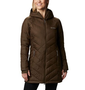 Columbia Heavenly Long Hooded Women's Puffer Jacket Olive | NWLVTM-075