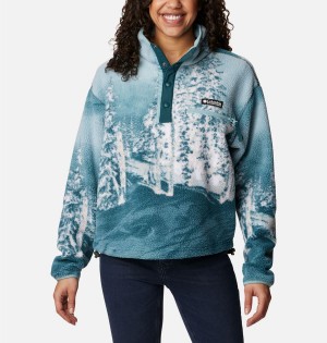 Columbia Helvetia Cropped Half Snap Fleece Women's Pullover Turquoise | ELBJYI-986
