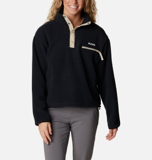 Columbia Helvetia Cropped Half Snap Fleece Women's Pullover Black | TXCDUY-830
