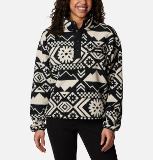 Columbia Helvetia Cropped Half Snap Fleece Women's Pullover Black | AQKFYD-061