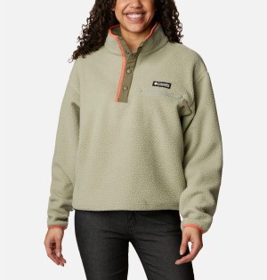 Columbia Helvetia Cropped Half Snap Fleece Women's Pullover Green | HBPDQA-842