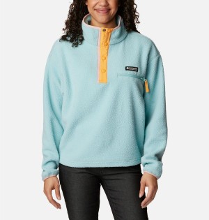 Columbia Helvetia Cropped Half Snap Fleece Women's Pullover Turquoise | LUTCRI-514