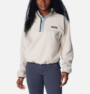 Columbia Helvetia Cropped Half Snap Fleece Women's Pullover White | GEPNST-706