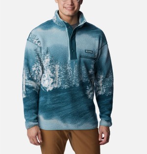 Columbia Helvetia Half Snap Fleece Men's Pullover Blue | XNKJUT-983