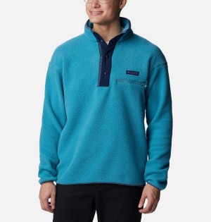 Columbia Helvetia Half Snap Fleece Men's Pullover Turquoise | HTGUVL-241