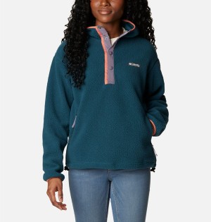 Columbia Helvetia Hoodie Women's Pullover Turquoise | KOUIAN-712