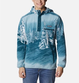 Columbia Helvetia Sherpa Fleece Men's Hoodie Blue | ROQVZM-364