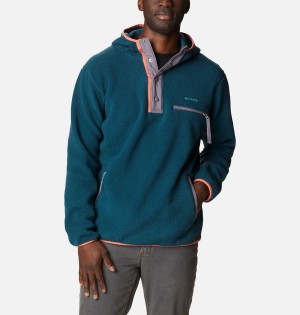 Columbia Helvetia Sherpa Fleece Men's Hoodie Blue | OZBLMW-129