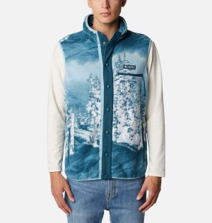 Columbia Helvetia Sherpa Fleece Men's Vest Blue | BJMNOW-719